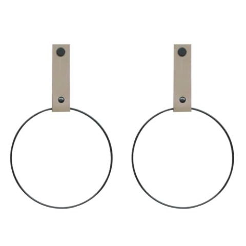 Handles and More - 2 x Handtuchring mit Lederschlaufe - Taupe - Größe M - Durchmesser 15 cm - inkl. Befestigungsmaterial - Handtuchhalter aus echtem Leder - Halterung für Handtücher