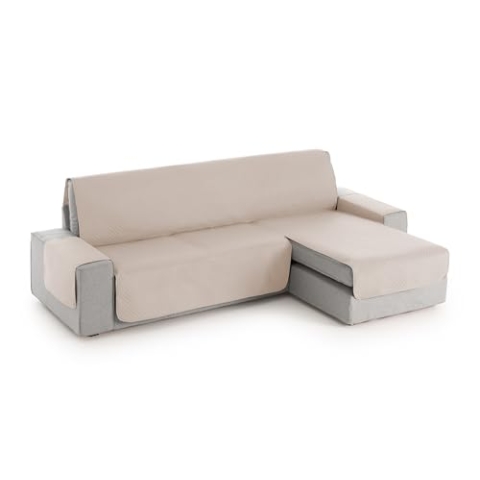 Textil-home Adele Chaiselongue Sofabezug, Beschützer für Rechtsarm Gesteppte Sofas. Größe -200cm. Farbe Beige (Vorderansicht)