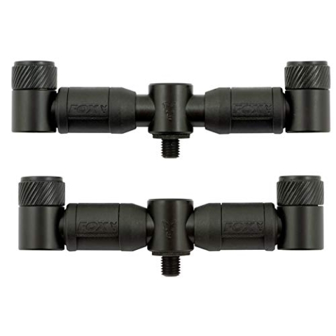 Fox Black Label 2-Rod QR Adjustable (15 & 18cm) - 2 Buzzer Bars zum Karpfenangeln, Rutenhalter für Karpfenruten, Rutenhalterung für Bissanzeiger