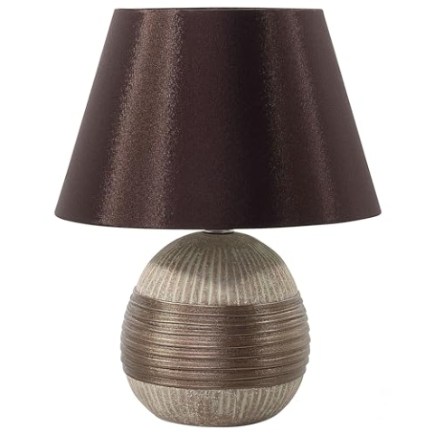 Tischleuchte Tischlampe Porzellan braun und beige 37 cm Kegelform Sado