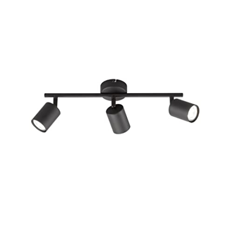 Fischer & Honsel Deckenleuchte Vano 3-flammig, Moderne Deckenlampe, Leuchte für Wohnzimmer & Schlafzimmer, 3xGU10, Metall, Sandschwarz, 42 x 8cm, 21130