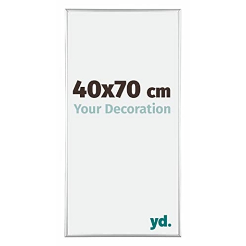 yd. Your Decoration - Bilderrahmen 40x70 cm - Silber Hochglanz - Bilderrahmen aus Aluminium mit Acrylglas - Antireflex - 40x70 Rahmen - Kent