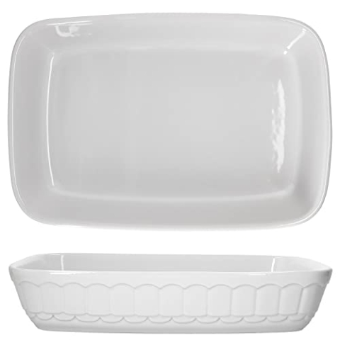 MamboCat 2er Set Auflaufformen Keramik Bräter backofengeeignet 3L I großes Servierschalen Set weiß eckig für Tiramisu Fingerfood Tartes und Quiches I Keramikformen für Ofen I feuerfeste Schalen