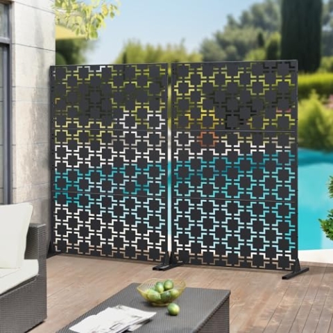 casa.pro Trennwand Basciano Raumteiler 180 x 120 cm Sichtschutz Outdoor Indoor Raumtrenner Terrasse Balkon verzinkter Stahl Paravent Schwarz