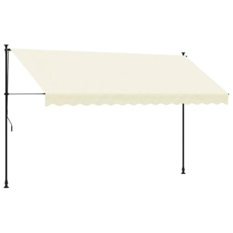 vidaXL Markise, Klemmmarkise Einziehbar, Sonnenmarkise für Balkon Garten Terrasse, Balkonmarkise Einstellbare Höhe, Creme 350x150cm Stoff Stahl