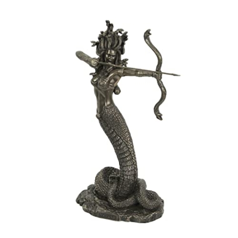Veronese Design Furious Medusa Pfeil schießender Pfeil, Kunstharz, Bronze-Finish, 22,9 cm