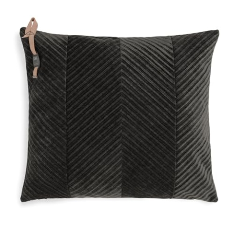 KNIT FACTORY - Beau Kissen - Velourkissen - Modischen Streifenmusters - Sofakissen - 50x50 - Dunkelbraun