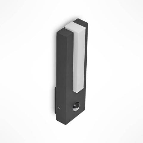 Lucande LED Wandleuchte außen Virgalia mit Bewegungsmelder (spritzwassergeschützt (Modern) in Schwarz aus Aluminium (1 flammig,) - Wandlampe für Außenwand/Hauswand Haus Terrasse und Balkon