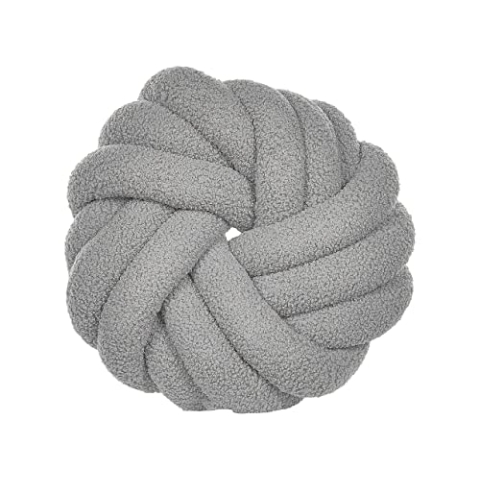 Beliani Modernes Knotenkissen Grau Bouclé Plüsch Geflecht 31 x 31 cm Akola