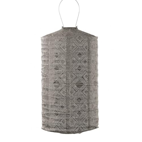 LUMIZ Solarlaterne - für Außen - Mosaic - Zylinder - Gartenbeleuchtung - Solarlampen - Gartendeko - 28cm - Taupe