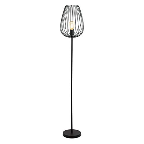 EGLO Stehlampe Newtown, 1 flammige Vintage Standleuchte, Retro Stehleuchte aus Stahl, Farbe: Schwarz, Fassung: E27, inkl. Trittschalter