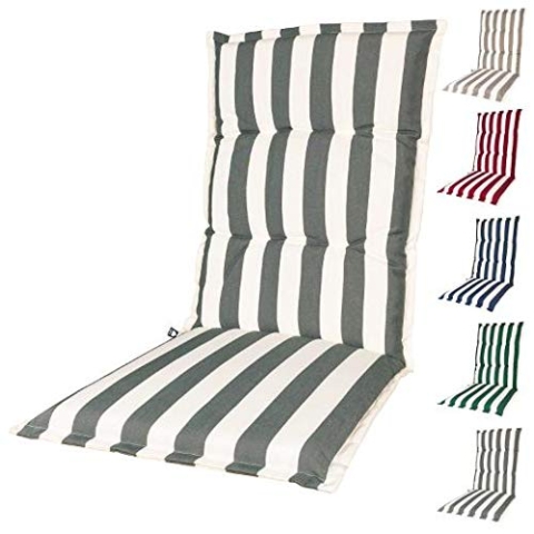 KOPU® Auflage für Hochlehner Mila Grey | Polster für Gartenstühle | Grau Garten Kissen 125 x 50 cm | 5 Robuster Schaumstoff für zusätzlichen Komfort
