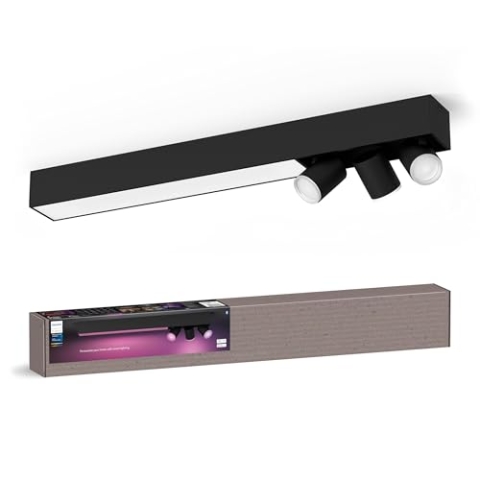 Philips Hue White & Color Ambiance Centris 3er Spot, dimmbar, 16 Mio. Farben, steuerbar via App, kompatibel mit Amazon Alexa, schwarz, neue Generation
