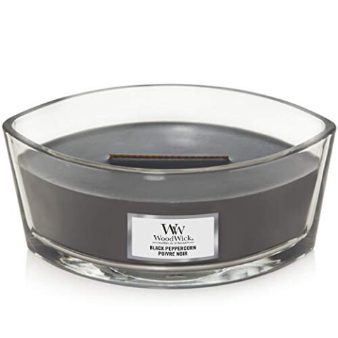 WoodWick ellipsenförmige Duftkerze mit knisterndem Docht | Black Peppercorn | Brenndauer bis zu 50 Stunden