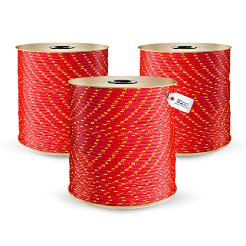 100m POLYPROPYLENSEIL 6mm ROT Traglast bis 420 kg Flechtleine Textilseil Leine Schnur Rope Kunststoffseil Polyseil geflochten