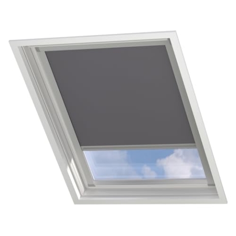 Radeco® Dachfenster verdunkelungsrollo für Velux UK04 hellgrau mit Führungsschiene, Rollo für dachfenster, velux dachfenster Rollo, verdunklungsrollo für velux