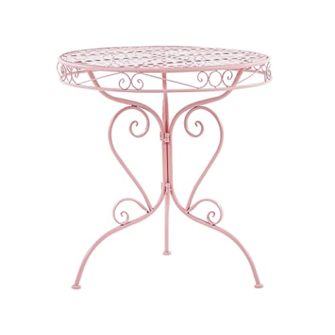 Beliani Stilvoller Gartentisch Metall rosa rund 70 cm Albinia