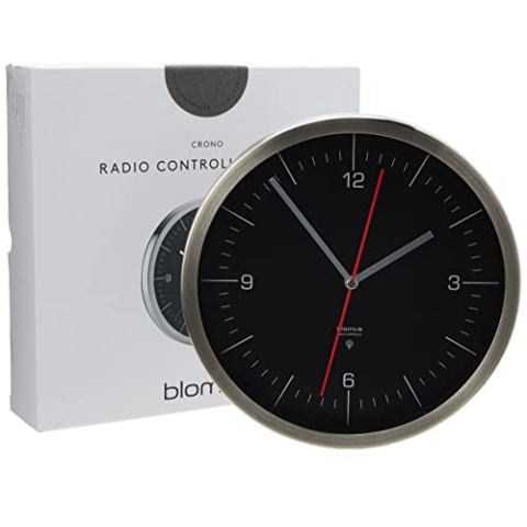 Blomus - Funkuhr, Wanduhr, Uhr - CRONO - Edelstahl - Ø 24 cm