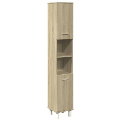 vidaXL Badschrank, Badezimmerschrank mit Stauraum Tür, Beistellschrank für Badezimmer, Hochschrank Badmöbel, Sonoma-Eiche Holzwerkstoff