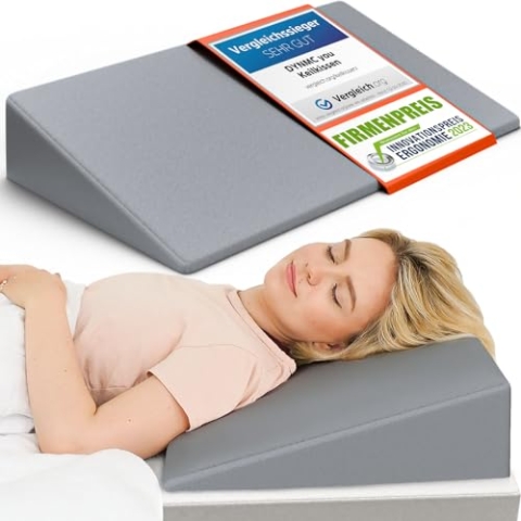 Keilkissen Bett 90x45cm – Wedge Pillow für Erwachsene – Bequemer Matratzenkeil & Bettkeil – Oeko-TEX Zertifiziert – Test SEHR GUT – Kopfkeil für bequemes Liegen, Entspannung & erholsamen Schlaf