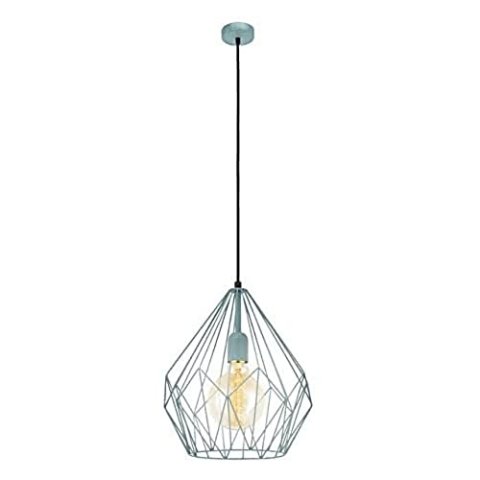 EGLO Pendelleuchte Carlton, 1 flammige Vintage Hängelampe, Retro Esszimmerlampe aus Metall in Mintgrün, E27 Fassung