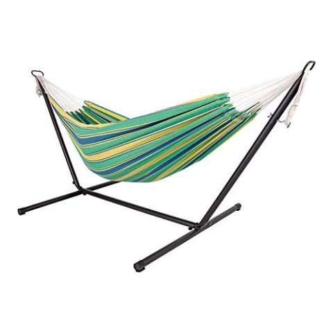 Spetebo Outdoor Doppel Hängematte mit Gestell - 285x120x110 cm - Stabhängemate für 2 Personen - bis 150 Kg belastbar (Jungle Stripe)