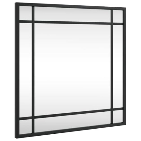vidaXL Wandspiegel, Hängend Quadratisch Spiegel Badspiegel, Fensterspiegel für Badezimmer Wohnzimmer, Dekospiegel Flurspiegel, Schwarz 40x40 cm Eisen