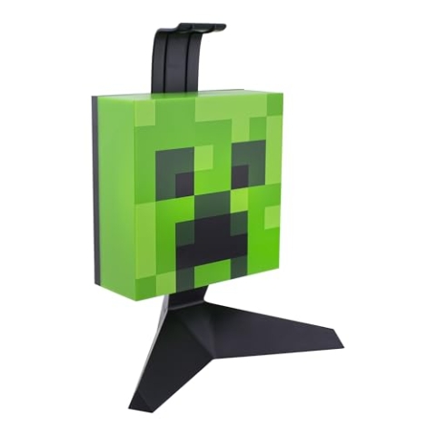 Minecraft Creeper Kopfhörerständer - Offiziell lizenziertes Merchandise, Beleuchtung mit 2 Modi, USB-betriebener Gamer-Headset-Ständer, 23,7 cm