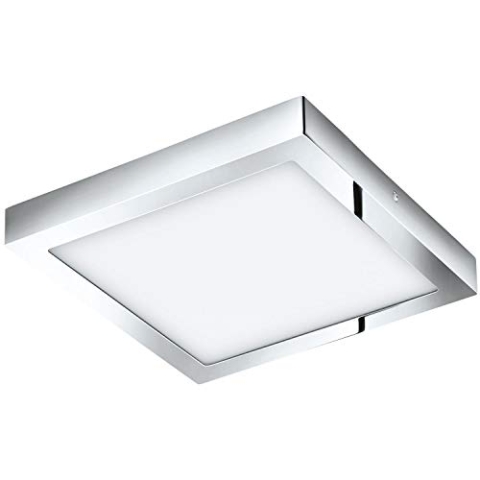 EGLO LED Deckenleuchte Fueva 1, 1 flammige Deckenlampe, Material: Metallguss, Kunststoff, Farbe: Chrom, weiß, L: 30x30 cm, warmweiß, IP44