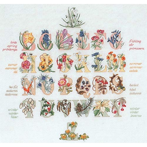 Thea Gouverneur - Kreuzstich-Set - Blumenalphabet - Aida - 16 Count - Für Erwachsene - 2025A