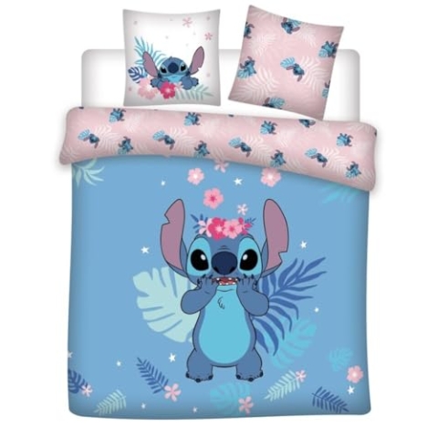 Aymax Bettwäsche für Doppelbett, Stitch, 100% Baumwolle, Bettbezug 240 x 220 cm + 2 Kopfkissenbezüge 65 x 65 cm