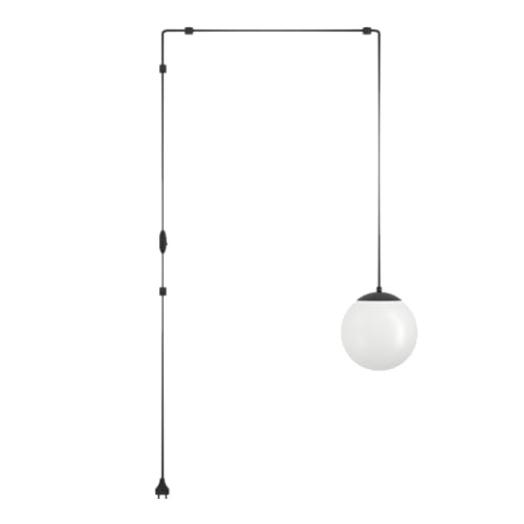 EGLO Hängelampe Rondo 3, Lampenfassung mit Kabel und Stecker, Pendelleuchte über Esstisch, Esszimmerlampe aus schwarzem Metall und weißem Glas, E27 Fassung