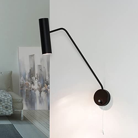 Licht-Erlebnisse Wandleuchte Metall Schwarz Wohnzimmer Flur Schlafzimmer H:45 GU10 max. 35 Watt Schalter Zylinder Modern flexible Wandlampe Innen EYE