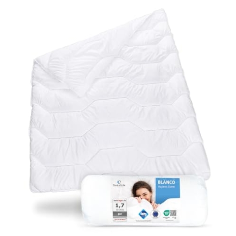 Bettdecke Blanco, Testsieger 2021, Weiche Winterdecke in Allen Größen, Stepp-Decke mit Feuchtigkeitsmanagement, Optimale Hygiene für Kinder und Babys, Atmungsaktive und warme Kinder-Decke 100x135