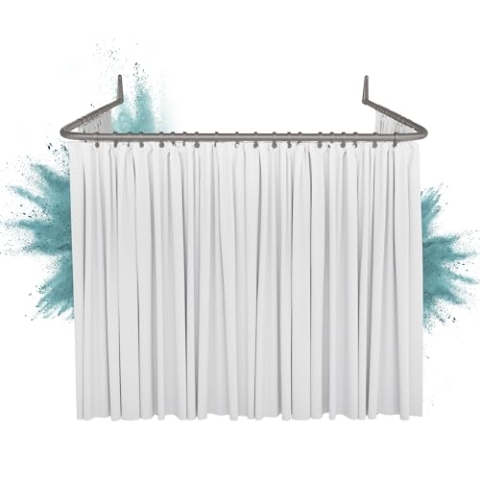 Erica Winkelstange Dusche 85x95x85 cm, Winkelstange Duschvorhang, Wandmontage ohne Deckenbefestigung - Grau glänzende Pulverbeschichteter Stahl, 100% Rostfrei