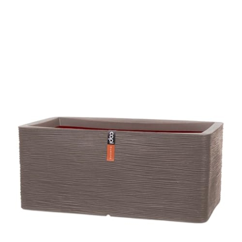 Capi Europe - Gefäß rechteckig Rib NL - 73x39x32 - Warm Taupe - Öffnung Ø31 - Blumentopf für den Innen- und Außeneinsatz - Bruchsicher - 100% recycelbar - KWTR963