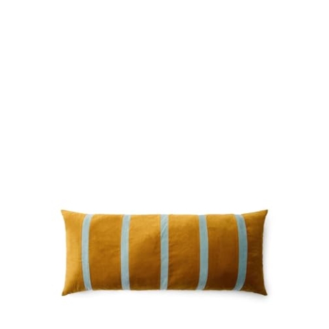 ESSENZA Dekokissen Isole Ocker, 40x90 cm - 100% Baumwollsamt - Streifen