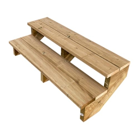 Außentreppe Holz, 2 bis 7 Stufen, fertiges Set, Gartentreppe aus Holz, für Garten, Balkon und Terrasse (2 Stufen ohne Setzstufen, 120 cm)