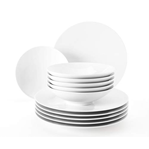 Seltmann Weiden 001.737479 Fashion weiß Tafelservice 12-teilig, Hartporzellan