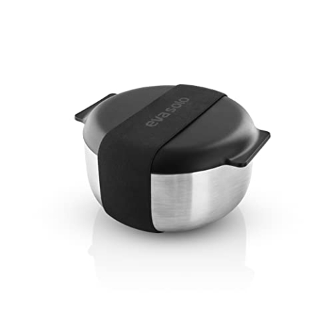 EVA SOLO | To Go Brotdose | Hält die Speisen für längere Zeit kalt, nachdem sie aus dem Kühlschrank geholt wurden – Thermobehälter & doppelwandige Deckel. Inkl Gummiband | steel/black