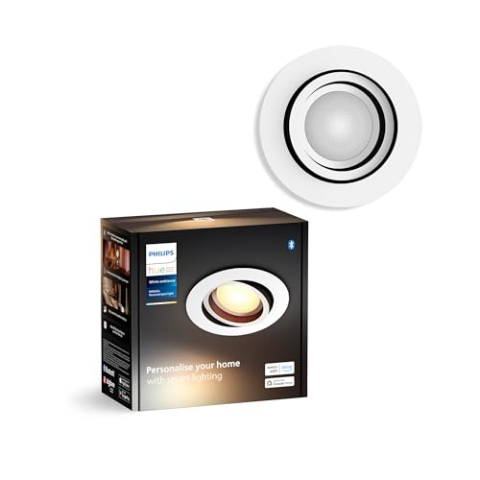 Philips Hue Milliskin White Ambiance Einbauspot, Weiß, (400lm / 70mm), 1er Pack, warm- bis kaltweißes Licht, steuerbar via App, kompatibel mit Amazon Alexa (Echo, Echo Dot), neue Generation