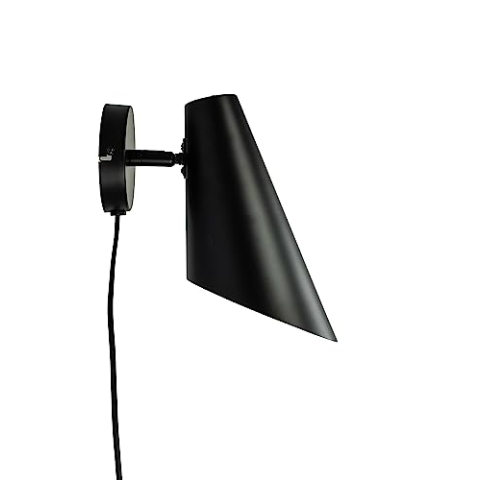 Dyberg Larsen Cale Schwarz Wandleuchte Innen | Modische Lampe für neben dem Bett oder Wohnzimmer | Leichte Wandlampe Innen im Dänischen Design | Moderne Wandleuchten mit Kabel | 40W/E14