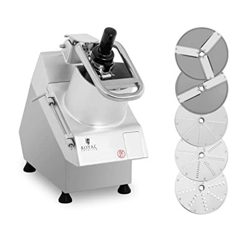 Royal Catering RCGS-750 Gemüseschneider elektrisch 750 W 5 Messerscheiben Ø 205 mm Gemüseschneidemaschine 280 U/min Gemüsereibe