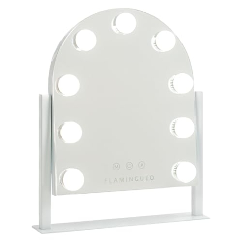 Flamingueo Schminkspiegel Mit Beleuchtung - Hollywood Spiegel 9 LED, Kosmetikspiegel mit Beleuchtung 3 Modi, Einstellbare Position, Make Up Spiegel