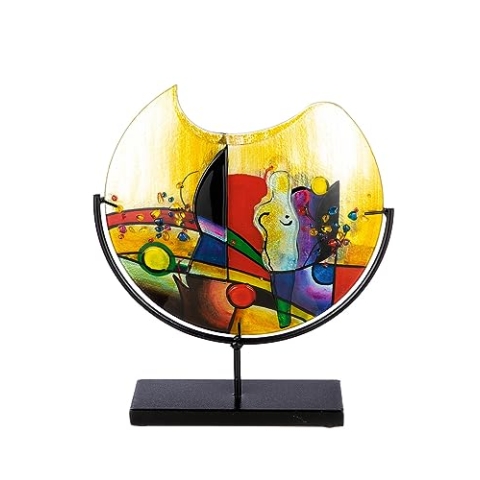 GILDE GLAS art Deko Vase aus Glas auf Metallfuß - Deko Wohnzimmer - Geschenke für Frauen Geburtstag Weihnachten - Mehrfarbig Höhe 38 cm