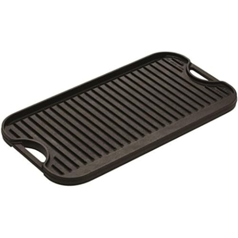 Lodge Pre-Seasoned Cast Iron Wendbarer Grillrost aus Gusseisen, vorgebrannt, 50,8 x 26,51 cm, Schwarz, 20" x 10.5" x 0.8"