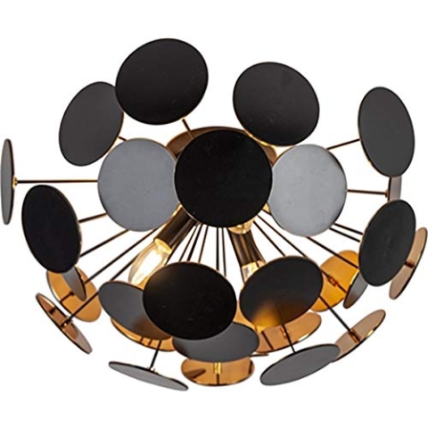 Trio Leuchten Deckenleuchte Discalgo 609900332, Metall Schwarz matt, Kunststoff-Scheiben schwarz/goldfarib, exkl. 3x E14, 54 x 54 x 30 cm, Schwarzmatt/Goldfarbig