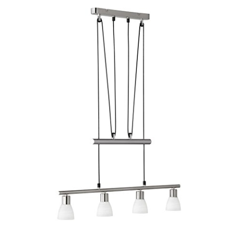 Trio Leuchten LED-Pendelleuchte Carico, nickel matt / chrom, Glas weiß gewischt 371510407