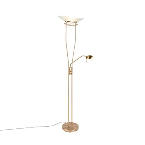 QAZQA - Moderne Stehleuchte I Stehlampe I Standleuchte I Lampe I Leuchte Bronze inkl. LED und Dimmer - Lexus Dimmer I Dimmbar I Wohnzimmer I Schlafzimmer I Deckenfluter - Stahl Länglich - I (nicht aus