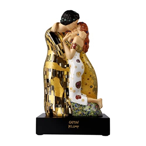 Göbel Goebel 66488941 Figur Gustav Klimt - Der Kuss hochwertiges Porzellan Einzigartiges Sammlerstück Echtgoldauflage Limited Edition mit Zertifikat, Mehrfarbig, L/B/H in cm: 18.50/12.50/33.00